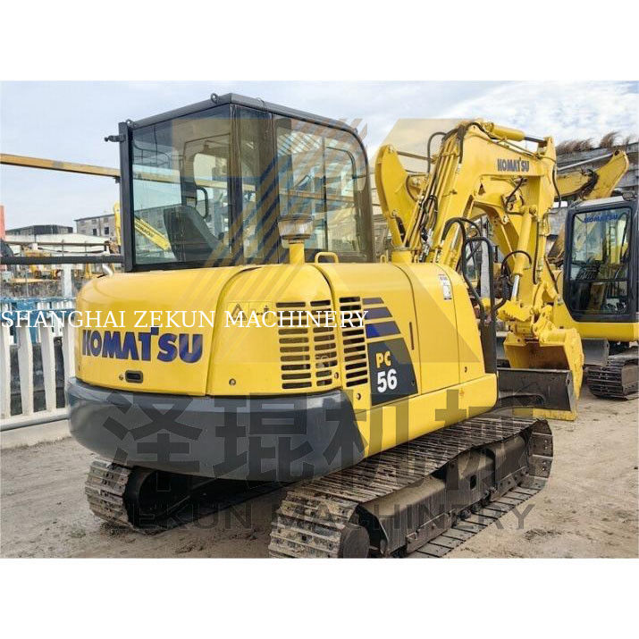 Tweedehands Komatsu PC56 graafmachine met een emmercapaciteit van 0,2 m3 en 0-2000 werkuren