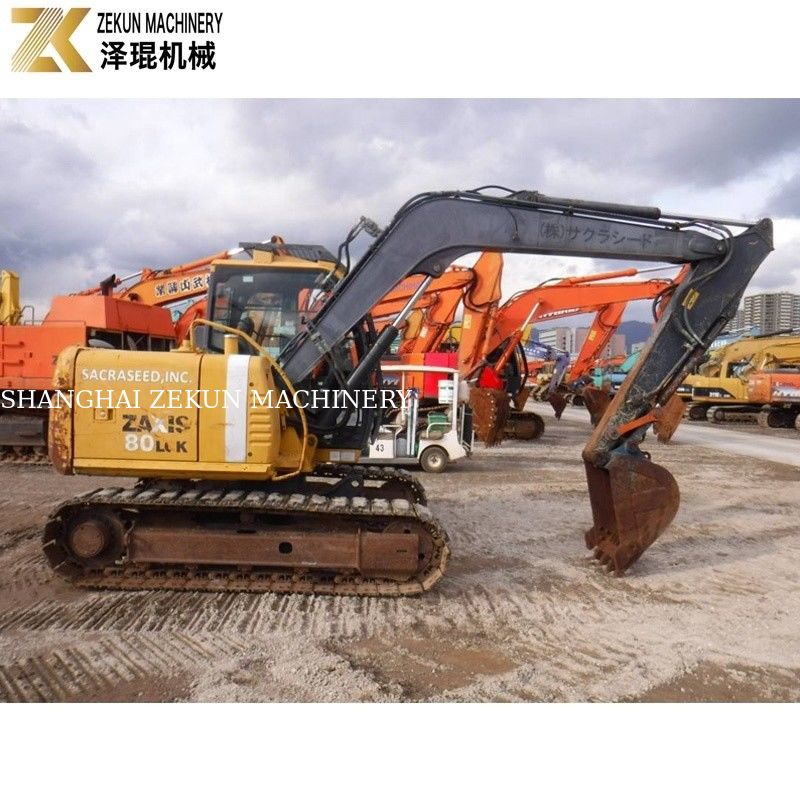 7200 KG Gebruikte Japan Mini 8 Ton Hitachi 80 Graafmachine ZX80 met originele hydraulische pomp
